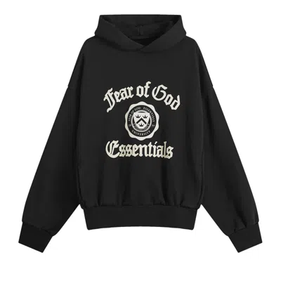 Pre-owned Essentials Fear Of God  Fleece Vintage Shrunken Hoodie 'black' | Men's Size Xxs
