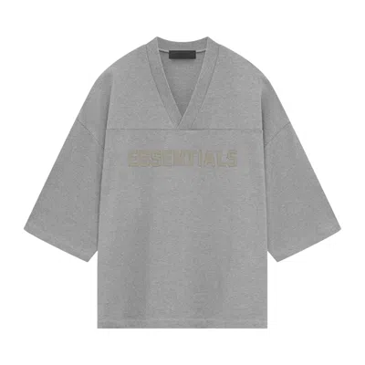 Pre-owned Essentials Fear Of God  Football Tee 'dark Heather Oatmeal' In Grey