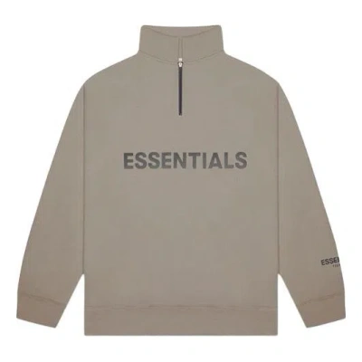 Essentials Fear Of God  Fw20 Half Zip Sweatshirt 'taupe'