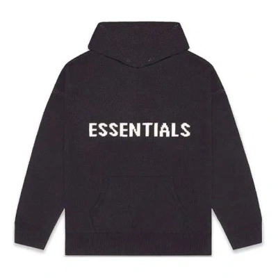 Essentials Fear Of God  Fw20 Knit Logo Hoodie 'black'