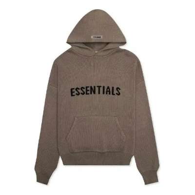 Essentials Fear Of God  Fw20 Knit Logo Hoodie 'taupe'