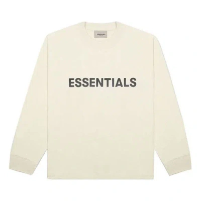 Essentials Fear Of God  Fw20 Long Sleeve Logo Tee 'cream' In Neutral