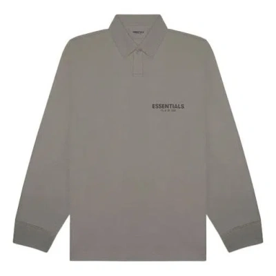 Essentials Fear Of God  Fw20 Long Sleeve Polo Shirt 'cement' In Gray