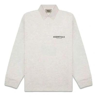 Essentials Fear Of God  Fw20 Long Sleeve Polo Shirt 'oatmeal' In Green