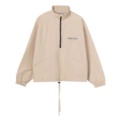 Essentials Fear Of God  Fw21 Half-zip Track Jacket Beige/linen In Pink