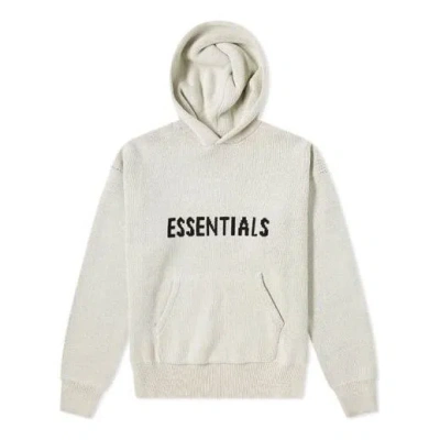Essentials Fear Of God  Fw21 Knit Logo Hoodie 'oatmeal'