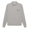 Essentials Fear Of God  Fw21 Long Sleeve Polo Shirt 'heather Oatmeal' In Gray
