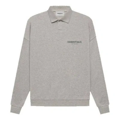Essentials Fear Of God  Fw21 Long Sleeve Polo Shirt 'heather Oatmeal'