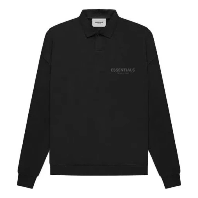 Essentials Fear Of God  Fw21 Long Sleeve Polo Shirt 'stretch Limo' In Black