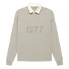 Essentials Fear Of God  Fw22 1977 Henley Rugby Polo 'smoke' In Green