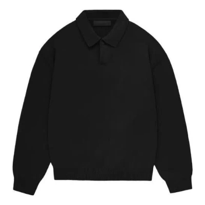 Essentials Fear Of God  Fw23 Knit Polo Shirt 'jet Black'