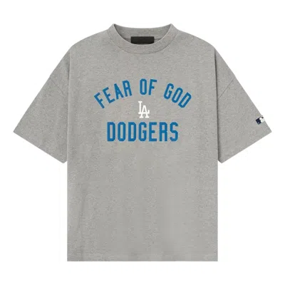 Essentials Fear Of God  Fw25 Dodgers 90s T-shirt 'concrete Heather' In Gray