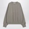 Essentials Grey Fleece Cotton Sweatshirt With Logo In Gray
