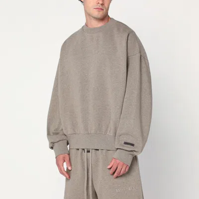 Essentials Grey Brushed Cotton Sweatshirt In Brown