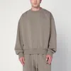 Essentials Grey Fleece Cotton Sweatshirt With Logo In Brown