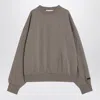 Essentials Grey Fleece Cotton Sweatshirt With Logo In Gray
