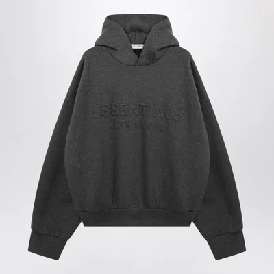 Essentials Fear Of God  Grey Hoodie With Logo In Black