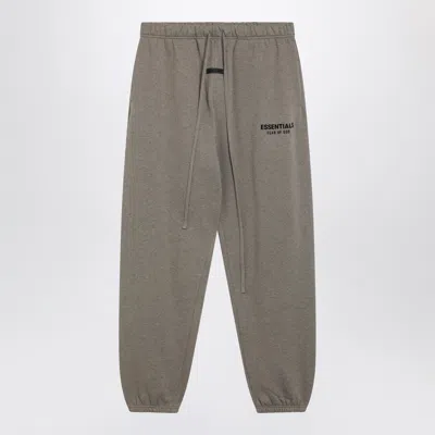 Essentials Fear Of God  Grey Mélange Jogging Pants With Logo Print In Green