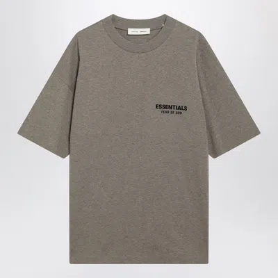 Essentials Fear Of God  Grey Mélange Tshirt With Logo Print In Brown