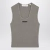 Essentials Logo Patch Ribbed Tank Top In Gray