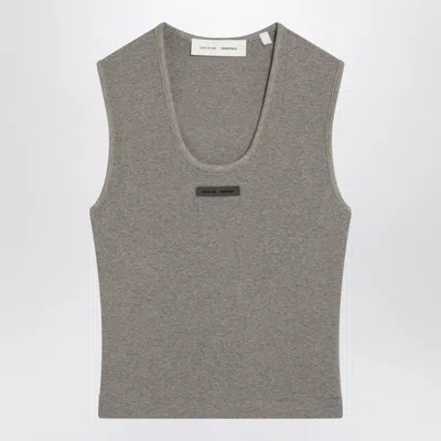 Essentials Fear Of God  Grey Ribbed Cotton-blend Tank Top In Gray