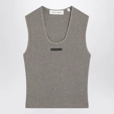 ESSENTIALS FEAR OF GOD ESSENTIALS  GREY RIBBED COTTON-BLEND TANK TOP