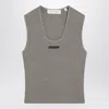 Essentials Logo Patch Ribbed Tank Top In Gray