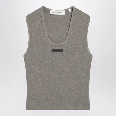 ESSENTIALS FEAR OF GOD ESSENTIALS GREY RIBBED COTTON BLEND TANK TOP