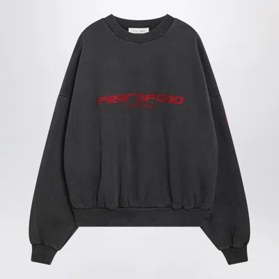 Essentials Fear Of God  Grey Washed Cropped Chicago Sweatshirt In Black