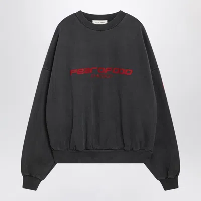 Essentials Fear Of God  Grey Washed Cropped Chicago Sweatshirt In Black