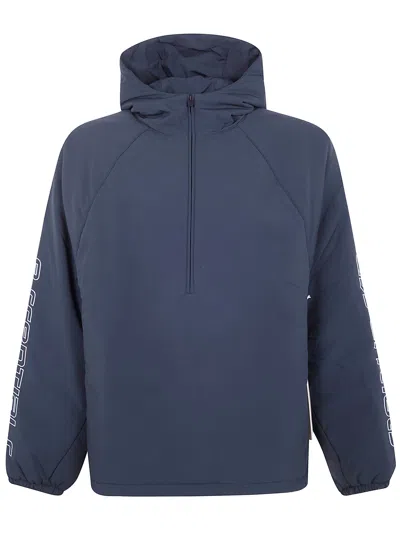 Essentials Hooded Half-zip Jacket In Blue