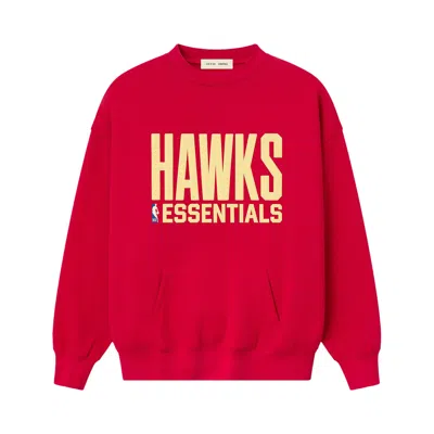 Pre-owned Essentials Fear Of God  Hawks Crewneck 'red' | Men's Size Xl
