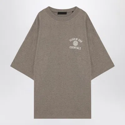 Essentials Fear Of God  Heather Grey T Shirt With University Logo On The Chest