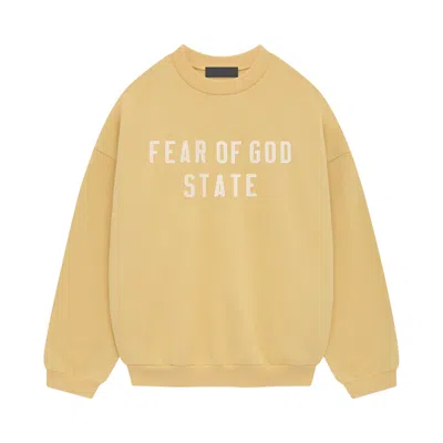 Pre-owned Essentials Fear Of God  Heavy Fleece Crewneck 'amber' In Yellow