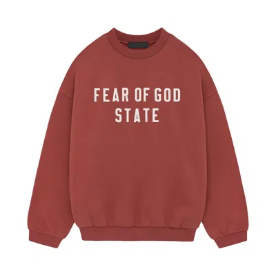 Pre-owned Essentials Fear Of God  Heavy Fleece Crewneck 'crimson' In Red