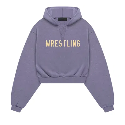 Pre-owned Essentials Fear Of God  Heavy Fleece Cropped V-neck Hoodie 'lavender' | Purple | Women's Size Xxs