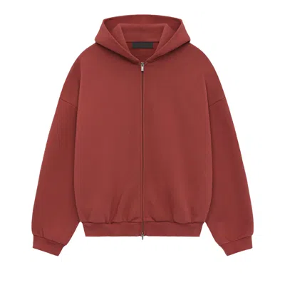 Pre-owned Essentials Fear Of God  Heavy Fleece Full Zip Hoodie 'crimson' | Red | Men's Size M