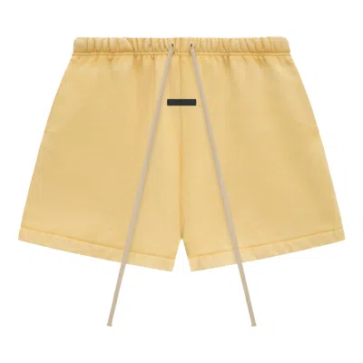Pre-owned Essentials Fear Of God  Heavy Fleece Soccer Short 'amber' In Yellow