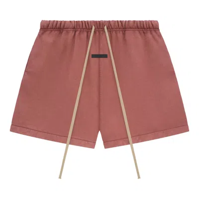 Pre-owned Essentials Fear Of God  Heavy Fleece Soccer Short 'crimson' In Red