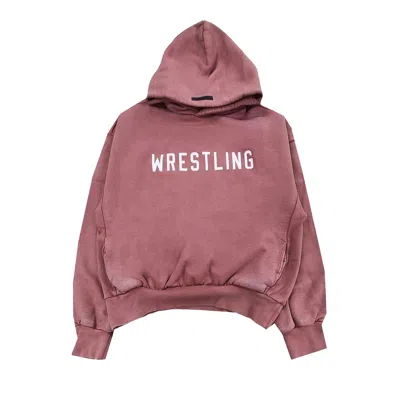 Pre-owned Essentials Fear Of God  Heavy Fleece Vintage Shrunken Hoodie 'crimson'