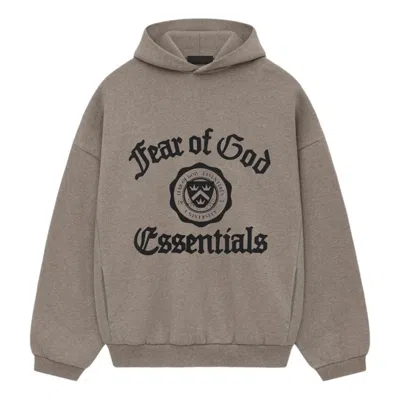 Essentials Fear Of God  Heavy Fleece Vintage Shrunken Hoodie 'heather Gray' In Brown
