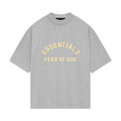 Pre-owned Essentials Fear Of God  Heavy Jersey Crewneck T-shirt 'light Heather Grey'