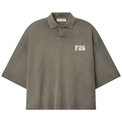 Pre-owned Essentials Fear Of God  Heavy Jersey Cropped Polo 'washed Seal' | Grey | Men's Size L
