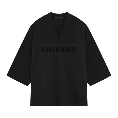 Pre-owned Essentials Fear Of God  Heavy Jersey Football Tee 'jet Black'