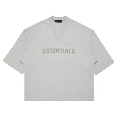 Pre-owned Essentials Fear Of God  Heavy Jersey Football Tee 'light Heather Grey'