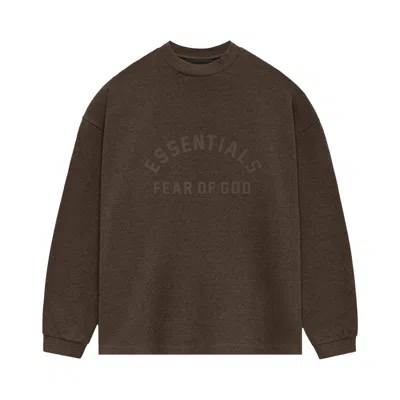Pre-owned Essentials Fear Of God  Heavy Long-sleeve Tee 'heather Wood' In Brown