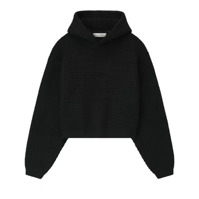 Pre-owned Essentials Fear Of God  Heavy Waffle 90's Hoodie 'vintage Black' | Women's Size Xs