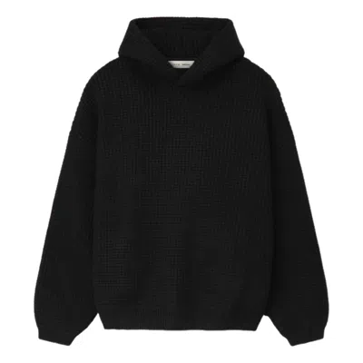 Essentials Fear Of God  Heavy Waffle 90's Hoodie In Black