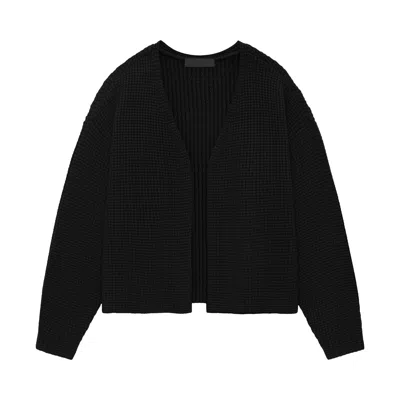 Pre-owned Essentials Fear Of God  Heavy Waffle Cardigan 'black' | Men's Size L