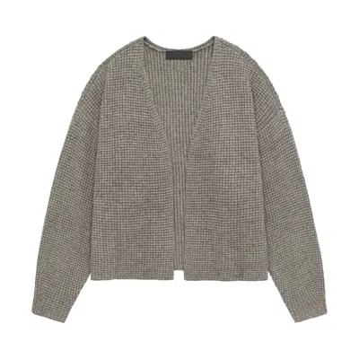 Pre-owned Essentials Fear Of God  Heavy Waffle Cardigan 'heather Grey' | Men's Size M In Gray
